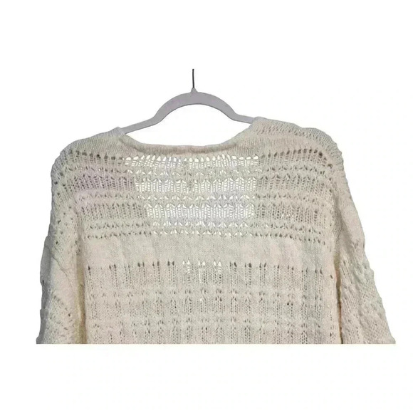 Free People Tunic Sweater Blouse Size Small Ivory Open Knit Boho Oversized Cozy - Picture 8 of 12